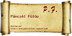 Pánczél Fülöp névjegykártya